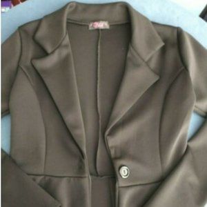 Miss Blush Black Blazer with Single Button and Pleated Back - Size 10